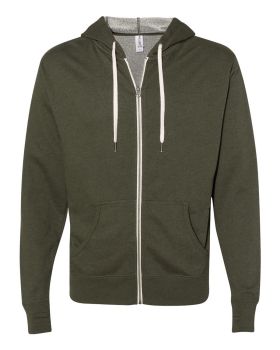 'Independent Trading Co PRM90HTZ Unisex French Terry Heathered Hooded Full Zip Sweatshirt'