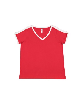 LAT 3832 Ladies' Curvy Soccer Ringer T-Shirt