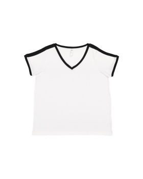 'LAT 3832 Ladies' Curvy Soccer Ringer T-Shirt'