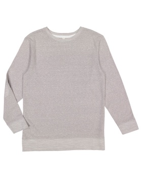'LAT 6965 Adult Harborside Melange French Terry Crewneck with Elbow Patches'