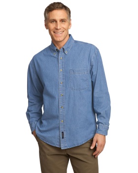 Port & Company SP10 Long Sleeve Value Denim Shirt