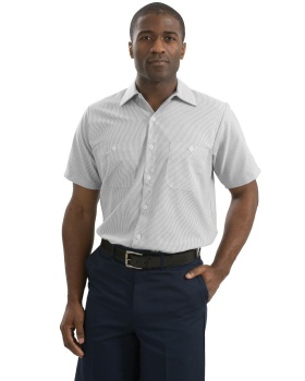 Red Kap CS20LONG Long Size, Short Sleeve Striped Industrial Work Shirt.