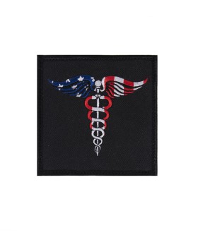 Rothco 1679  Caduceus Medical Symbol American Flag Patch with Hook Back