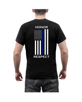 Rothco 1844  Honor and Respect 2-Sided Thin Blue Line Flag T-Shirt - Bla ...