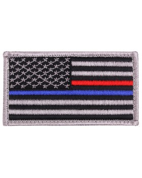 Rothco 18899 Thin Blue Line / Thin Red Line US Flag Patch - Hook Back