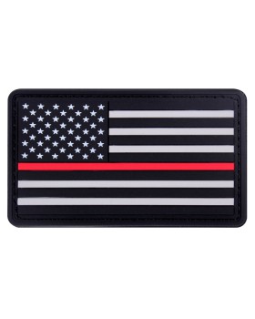 Rothco 2776 Rubber Thin Red Line Flag Patch - Hook Back