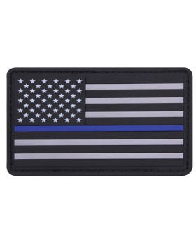 Rothco 27789 PVC Thin Blue Line Flag Patch - Hook Back