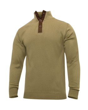 'Rothco 3804  3-Button Sweater with Suede Accents'