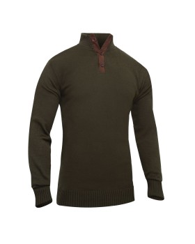 'Rothco 3804  3-Button Sweater with Suede Accents'
