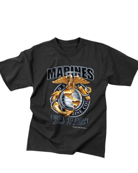 Rothco 80280 Black Ink Marines First to Fight T-Shirt