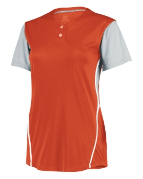 'Russell 7R6X2X Ladies Performance Two-Button Color Block Jersey'