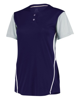 'Russell 7R6X2X Ladies Performance Two-Button Color Block Jersey'