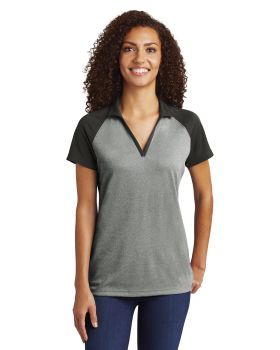 Sport-Tek LST641 Ladies PosiCharge RacerMesh Raglan Heather Block Polo