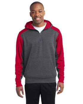 'Sport Tek ST249 Colorblock Tech Fleece 1/4-Zip Hooded Sweatshirt'