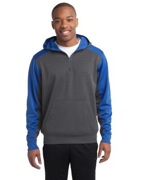'Sport Tek ST249 Colorblock Tech Fleece 1/4-Zip Hooded Sweatshirt'