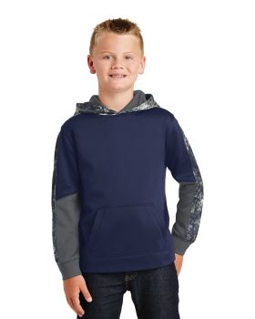 'Sport-Tek YST231 Youth SportWick Mineral Freeze Fleece Colorblock Hooded Pullover'