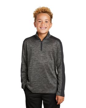 'Sport-Tek YST397 Youth PosiCharge Electric Heather Colorblock 1/4 Zip Pullover'