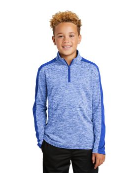 'Sport-Tek YST397 Youth PosiCharge Electric Heather Colorblock 1/4 Zip Pullover'