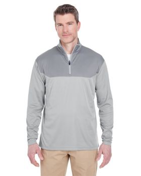 UltraClub 8233 Adult Cool & Dry Sport Colorblock Quarter-Zip Pullover