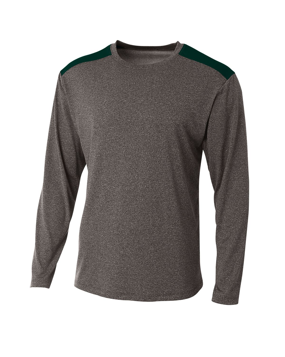 'A4 N3101 Men's Tourney Heather Color Block Long Sleeve T-Shirt'