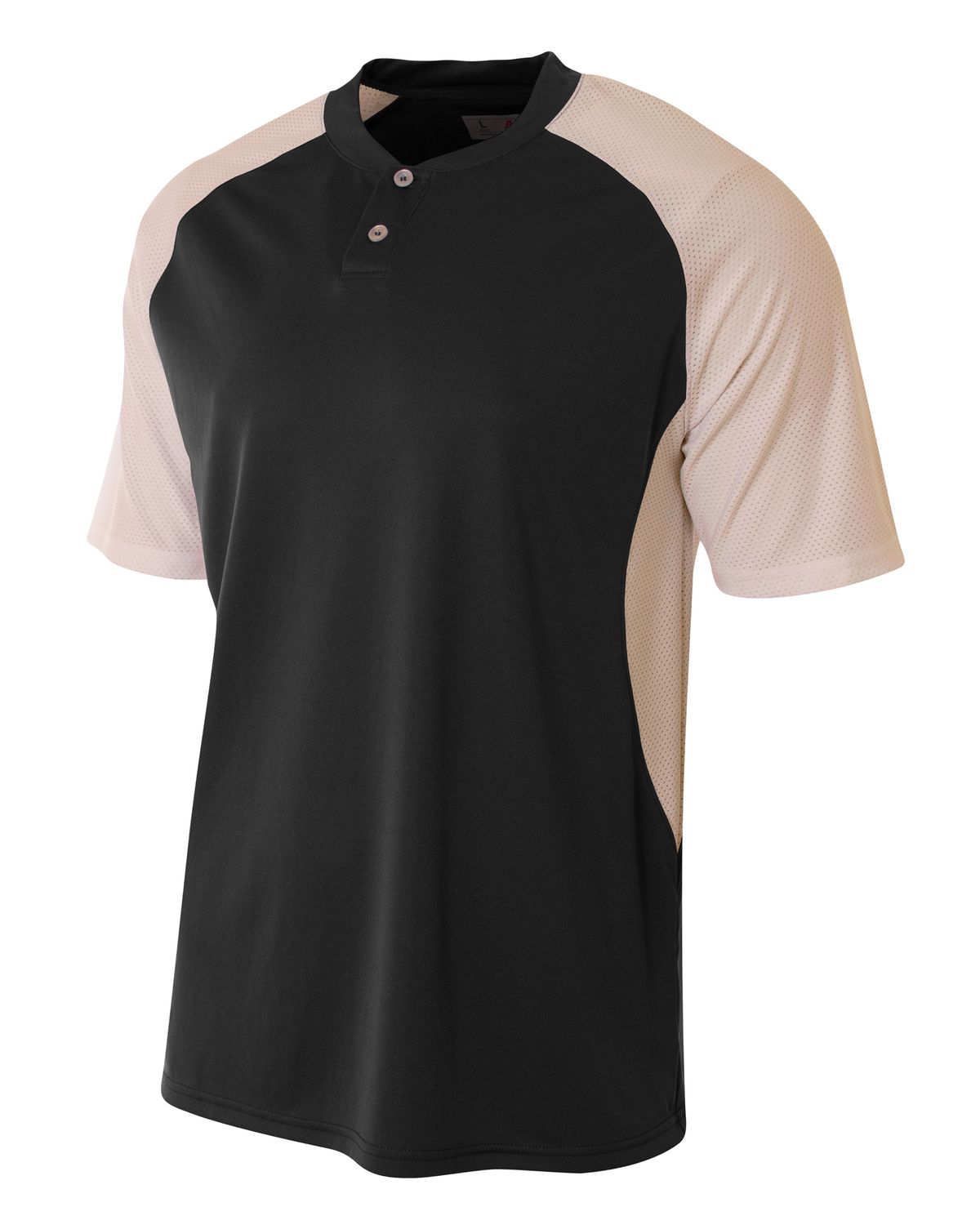 'A4 N3315 Adult Performance Contrast 2 Button Baseball Henley T-Shirt'