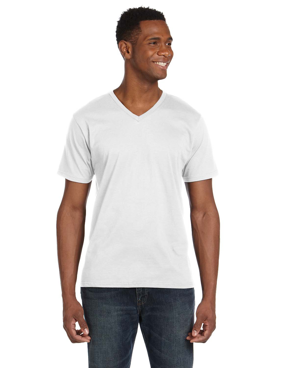 'Anvil 982 Men's V Neck Ring Spun Cotton T-Shirt'