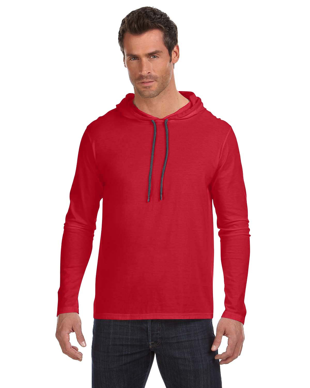 'Anvil 987AN Men's Lightweight Long Sleeve Hooded T-Shirt'