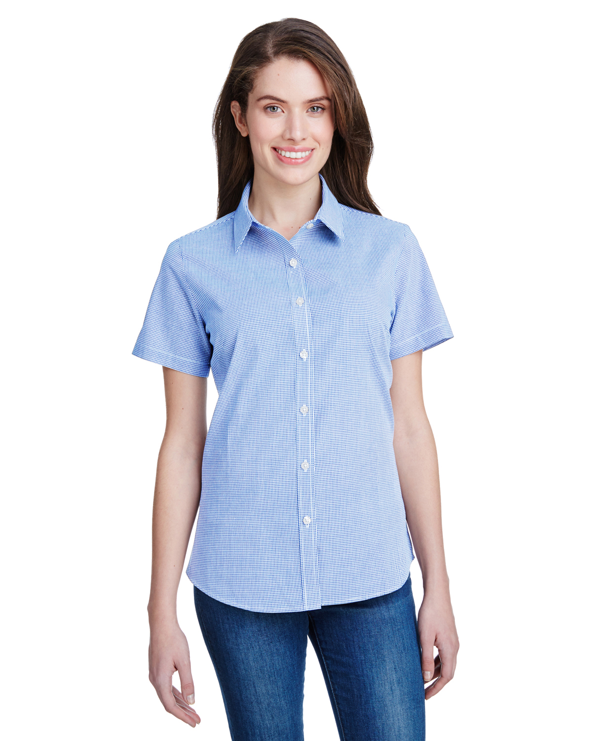 'Artisan Collection by Reprime RP321 Ladies Microcheck Gingham Short Sleeve Cotton Shirt'