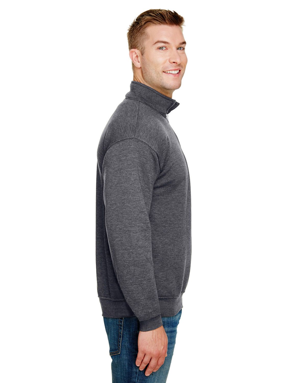 'Bayside 920 USA-Made Quarter-Zip Pullover Sweatshirt'