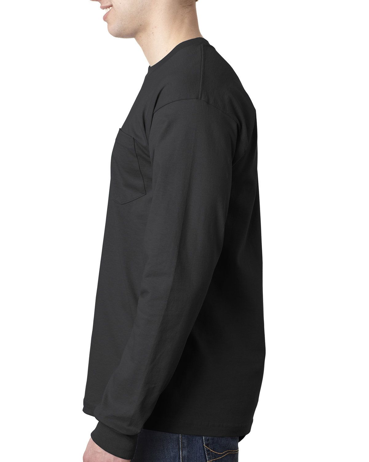 'Bayside BA8100 Adult Cotton Long Sleeve Pocket T-Shirt'