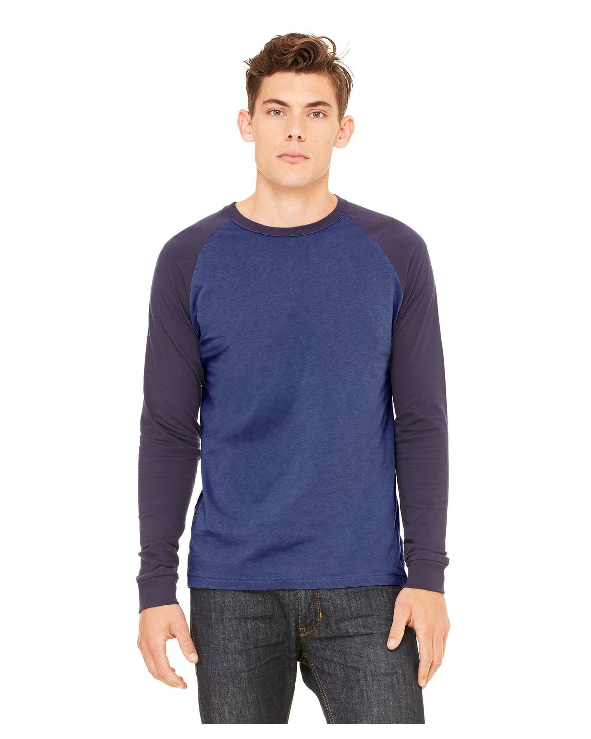 'Bella Canvas 3000C Bella + Canvas Men's Jersey Long Sleeve Baseball Tee'