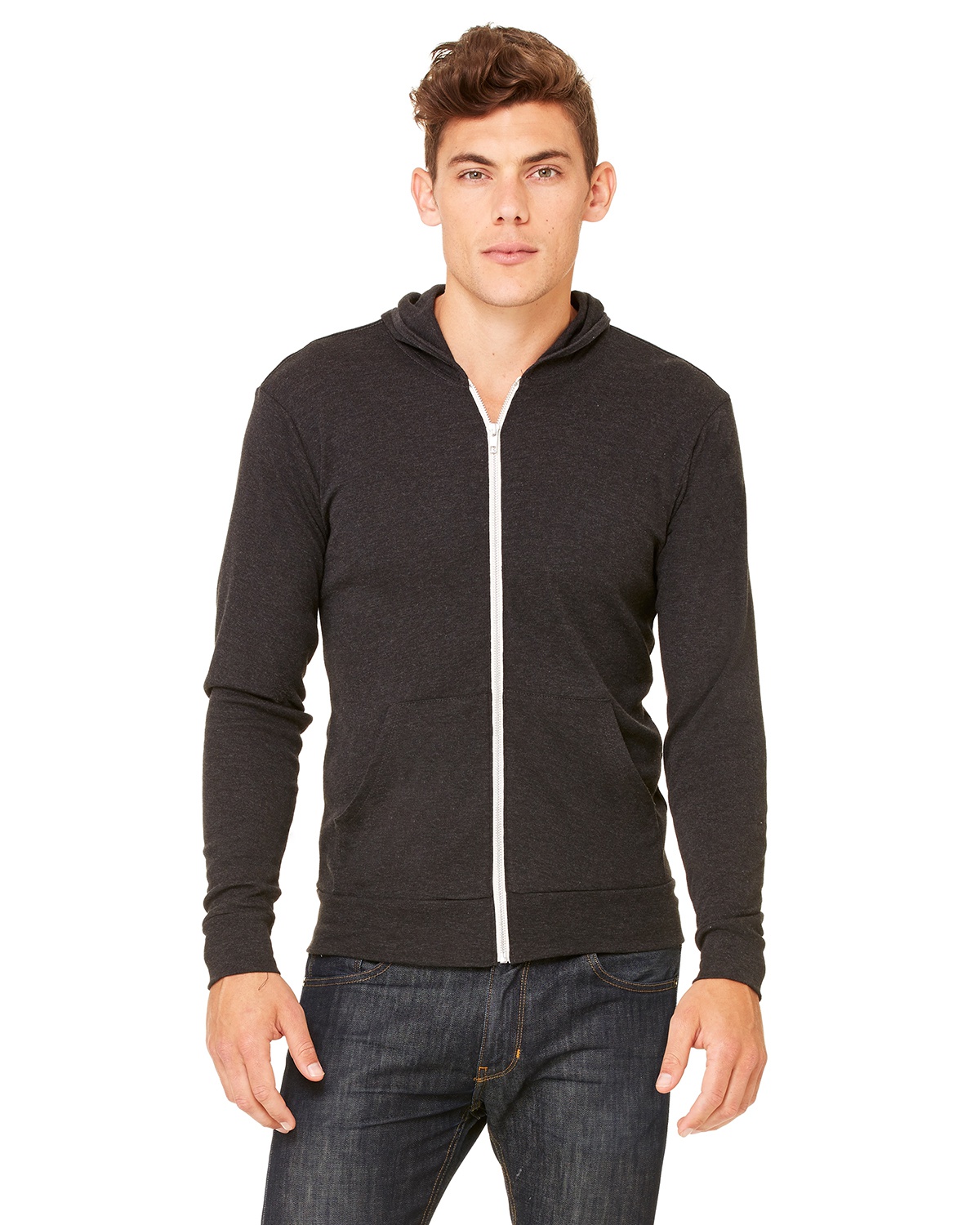 Bella Canvas 3939 Unisex Triblend Full Zip Lightweight Hoodie