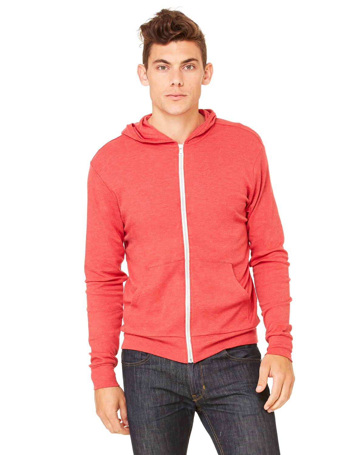 'Bella Canvas 3939 Unisex Triblend Full Zip Lightweight Hoodie'