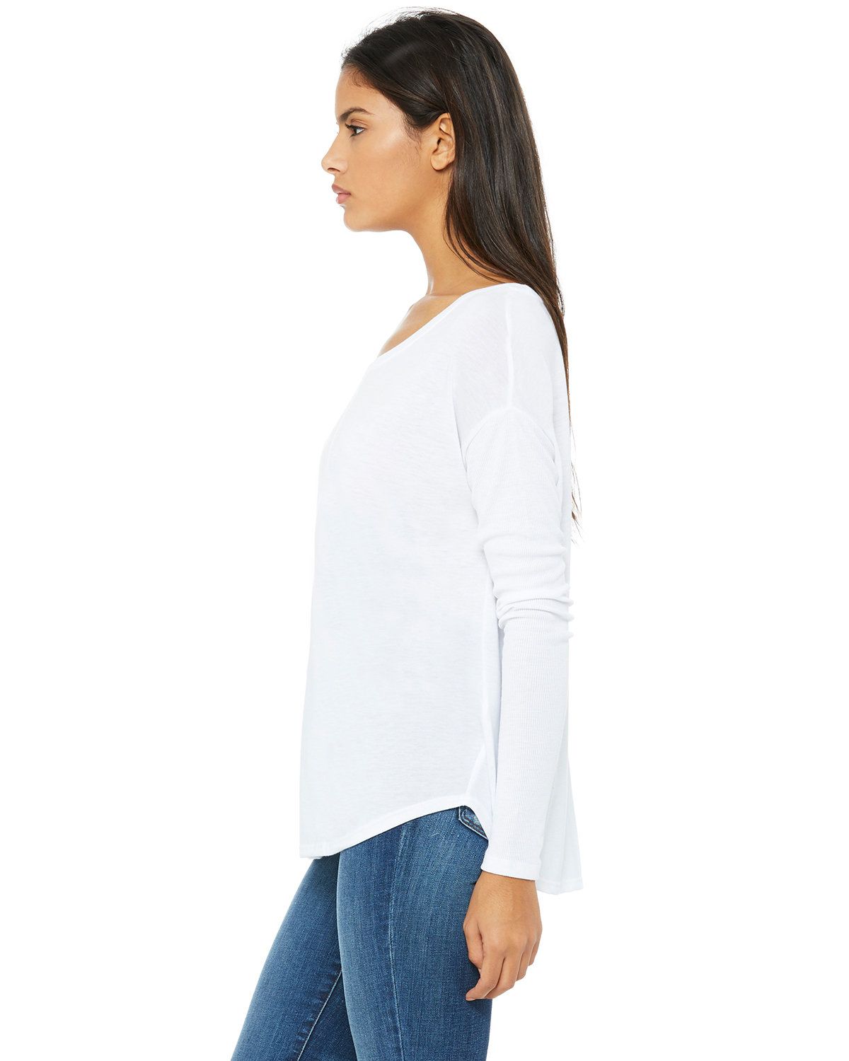 Download Wholesale Bella Canvas 8852 | Buy Ladies Flowy Long-Sleeve T-Shirt with 2x1 Sleeves - VeeTrends.com
