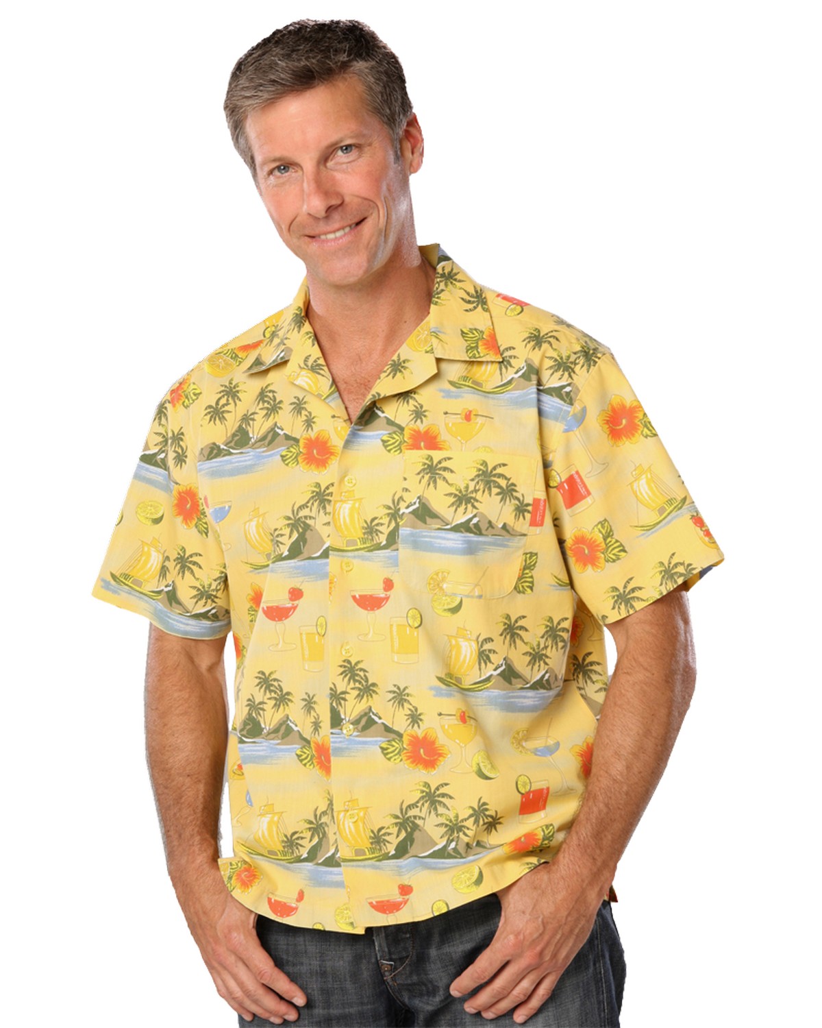 'BG3104 Cocktail Print Camp Shirt'
