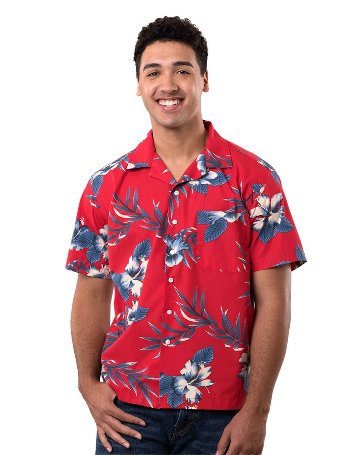 'BG3106 Hibiscus Print Camp Shirt'