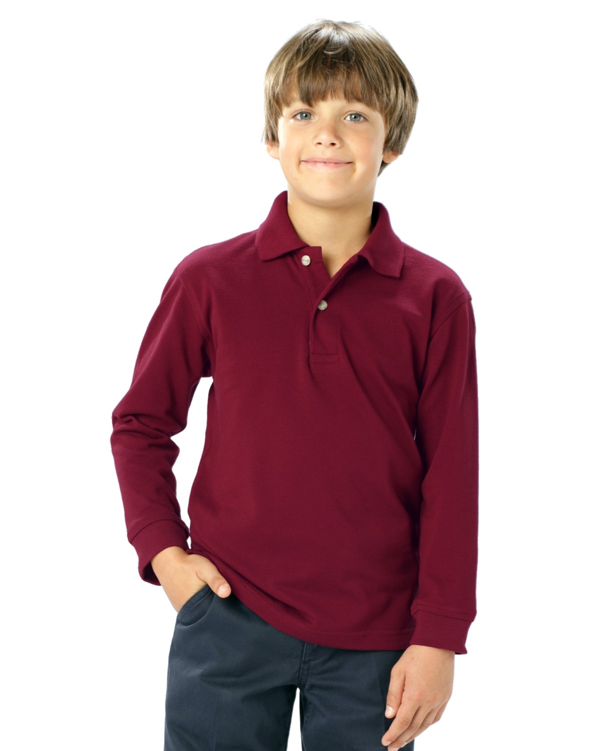 'BG5207 Youth Superblend L/S Pique Polo'