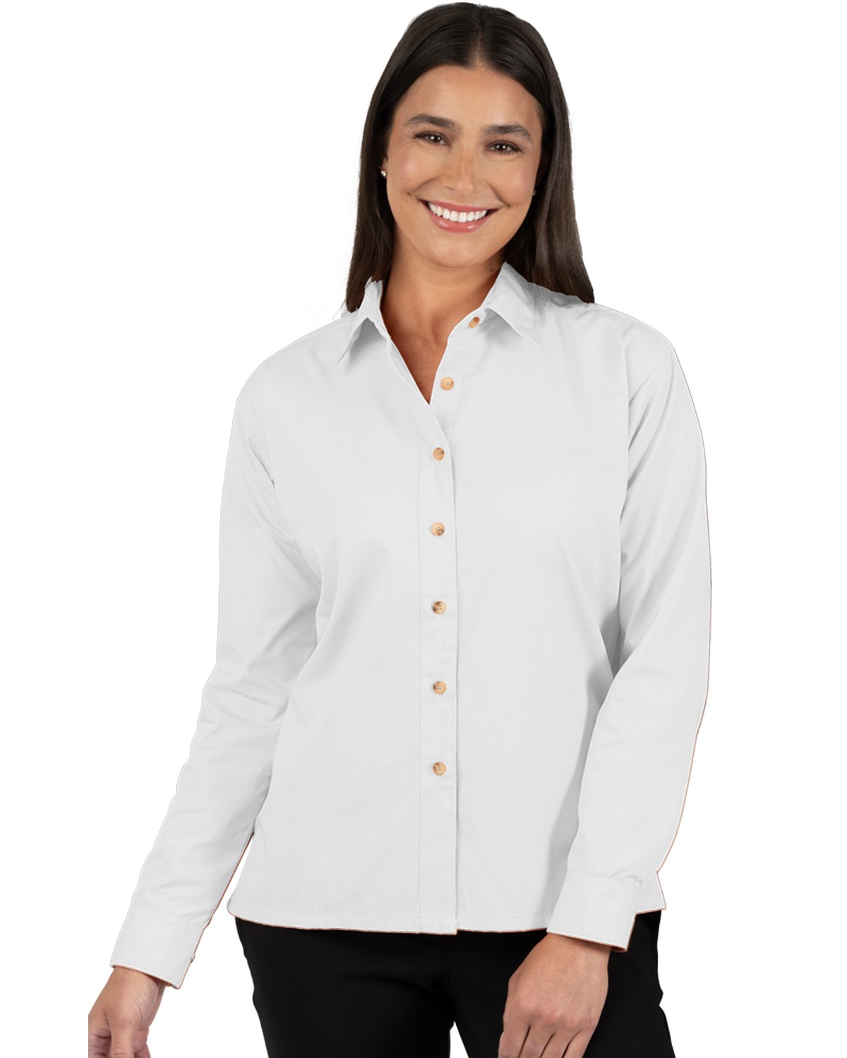 'BG6216 Ladies' L/S Superblend Poplin Shirt with Bone Buttons'