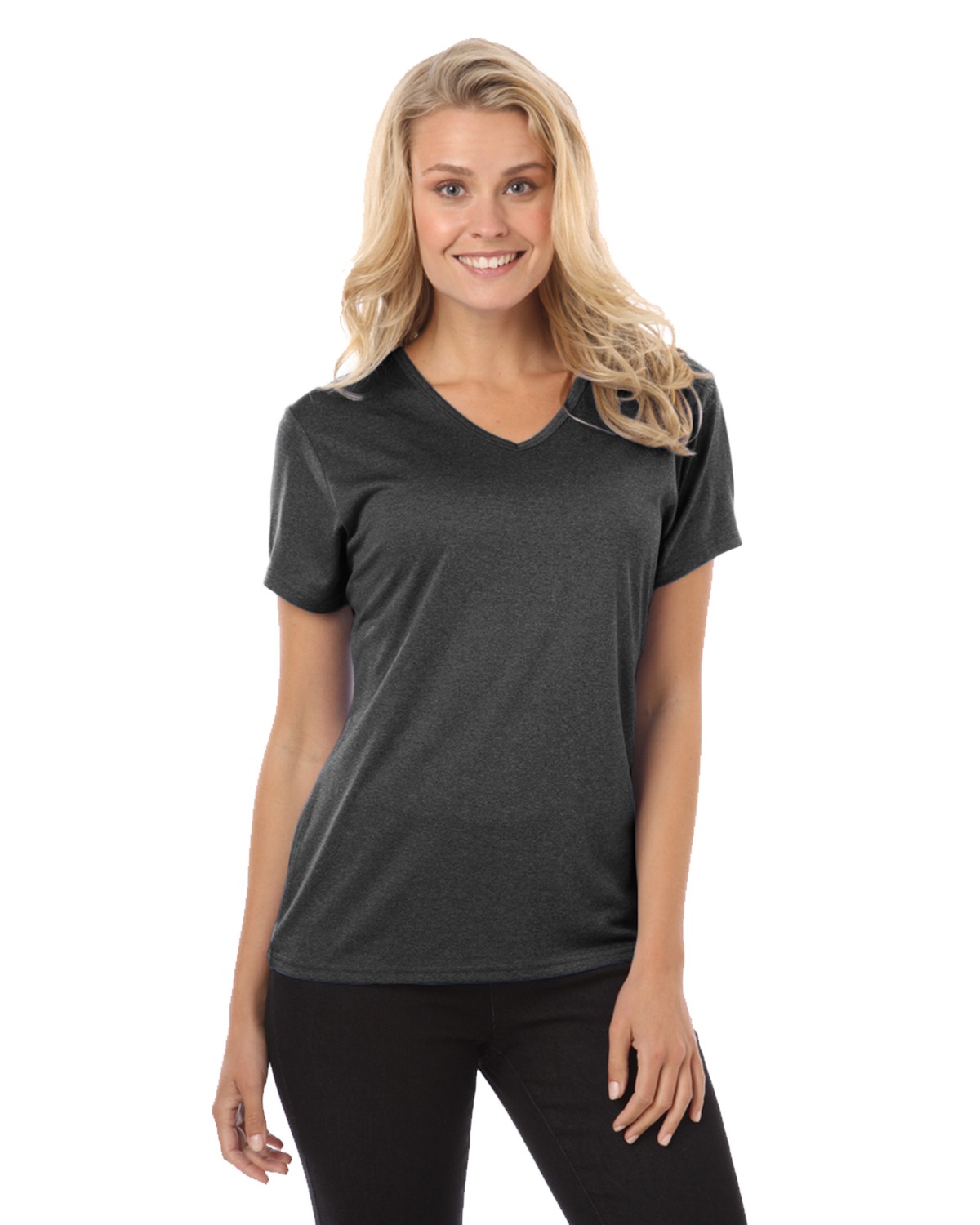 'BG6228 Ladies' Heathered V-Neck Tee'