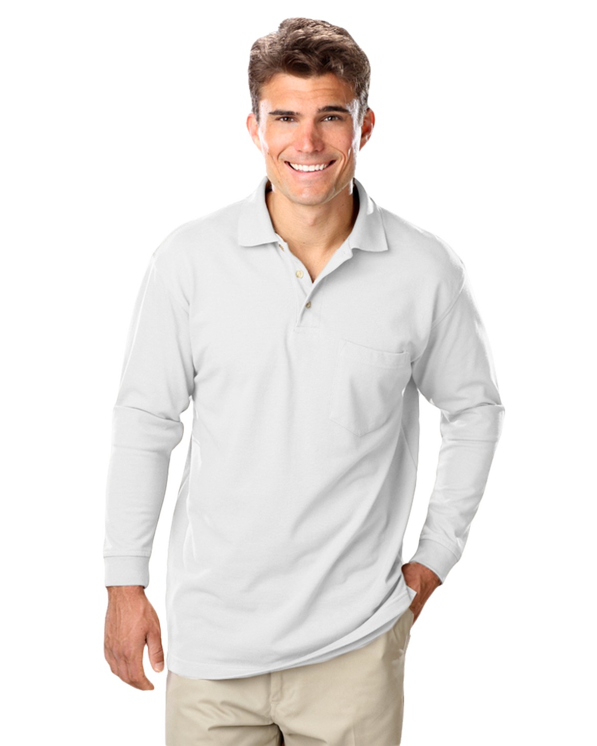 'BG7208 Adult Superblend L/S Pocketed Polo'