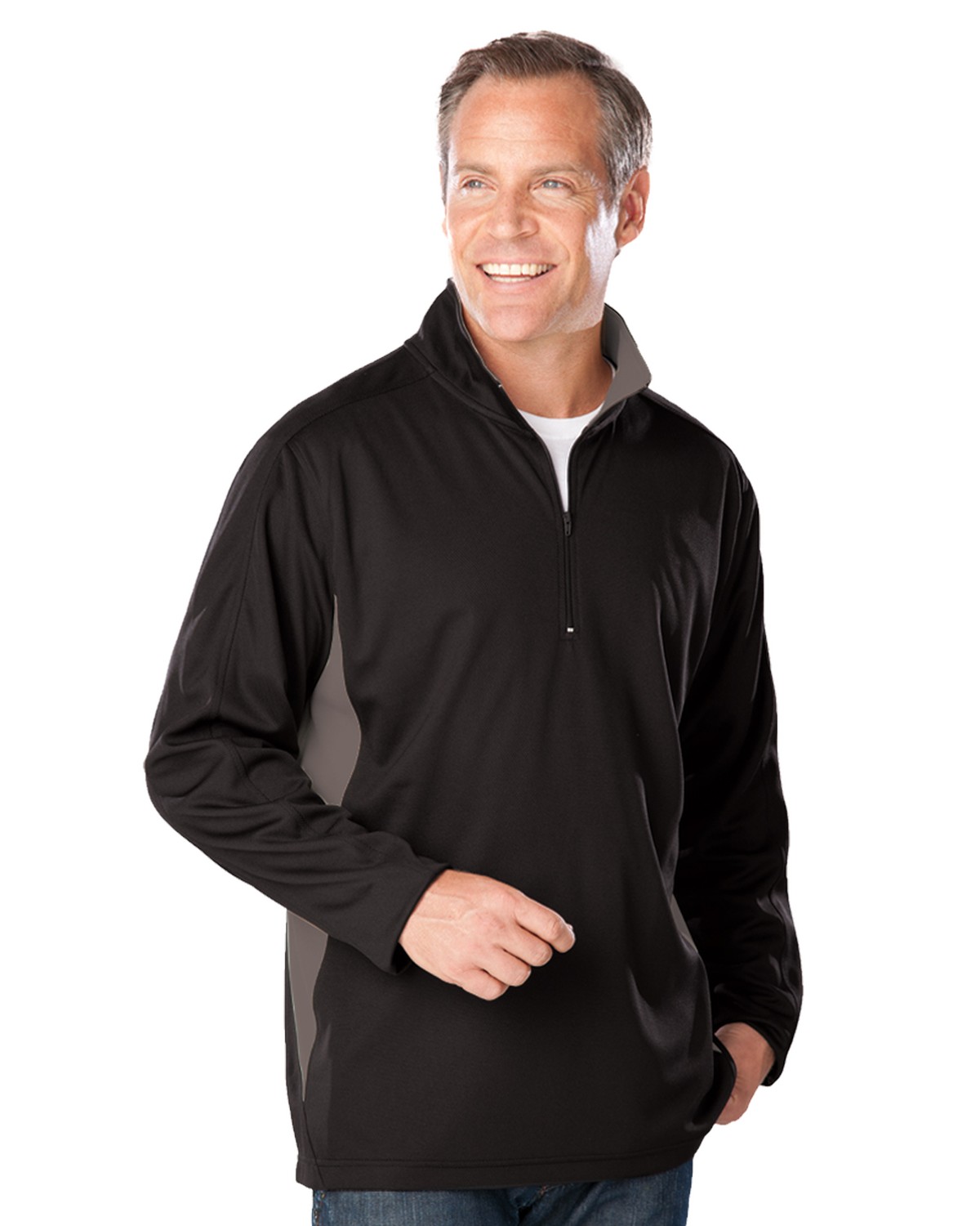 'BG7222 Men's Wicking L/S Zip Pullover'