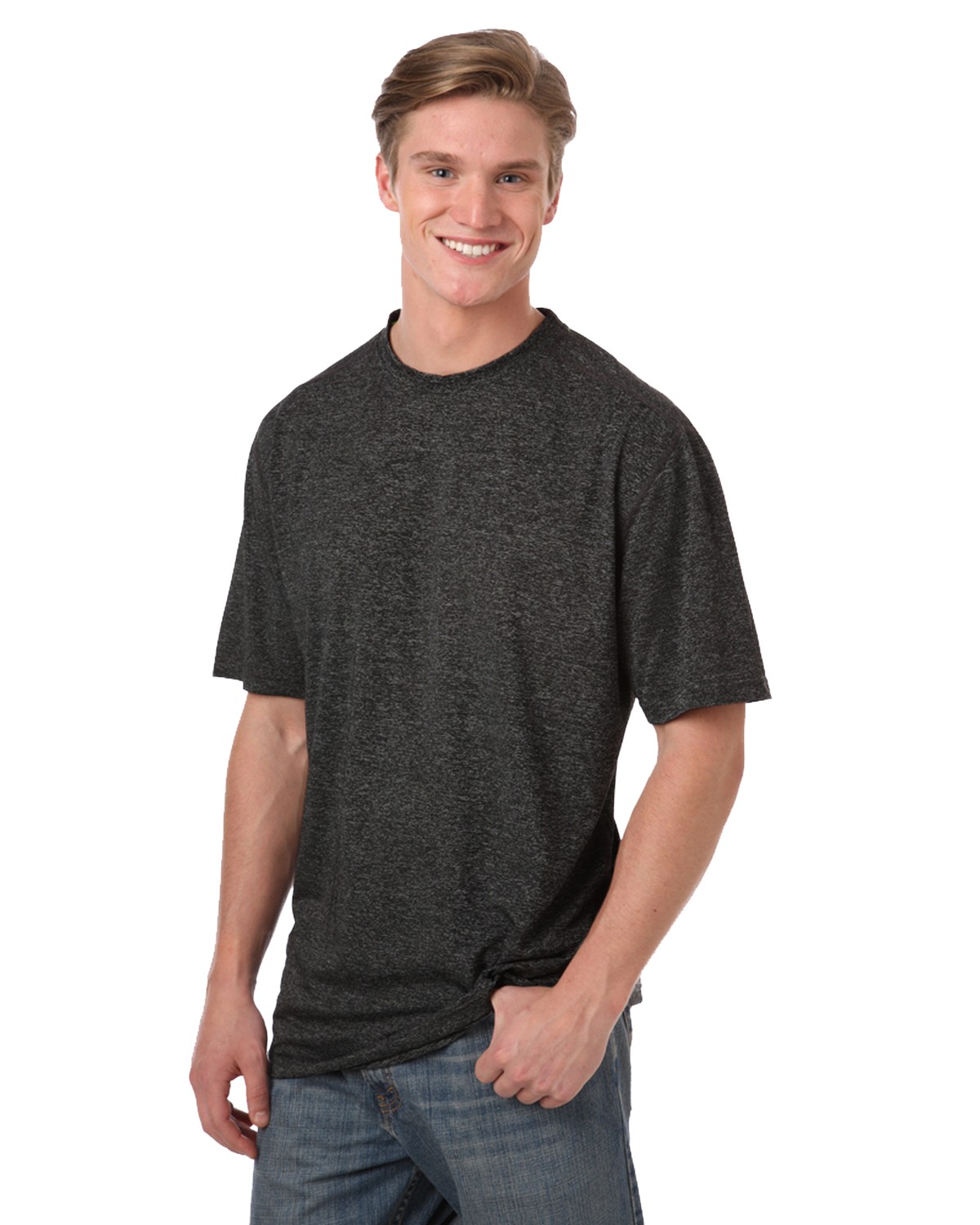 'BG7228 Men's Heathered Crew Neck Tee'