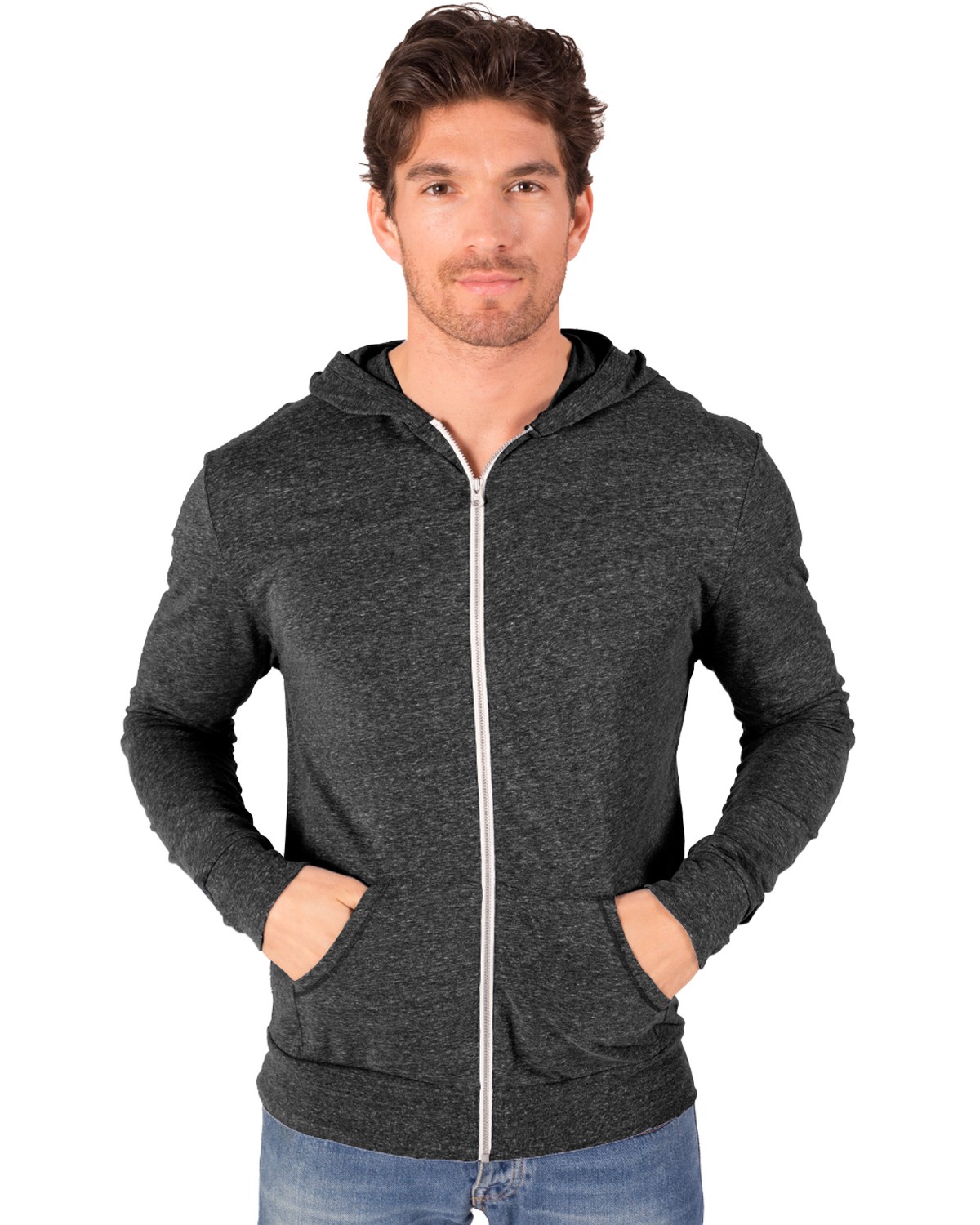'BG7308 Adult Triblend Contrast Zip Front Hoodie'