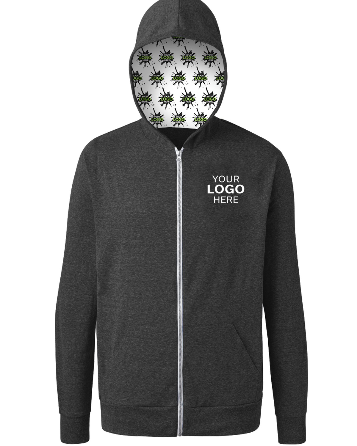 'BG7308H Your Logo Here Adult Zip Front Hoodie'
