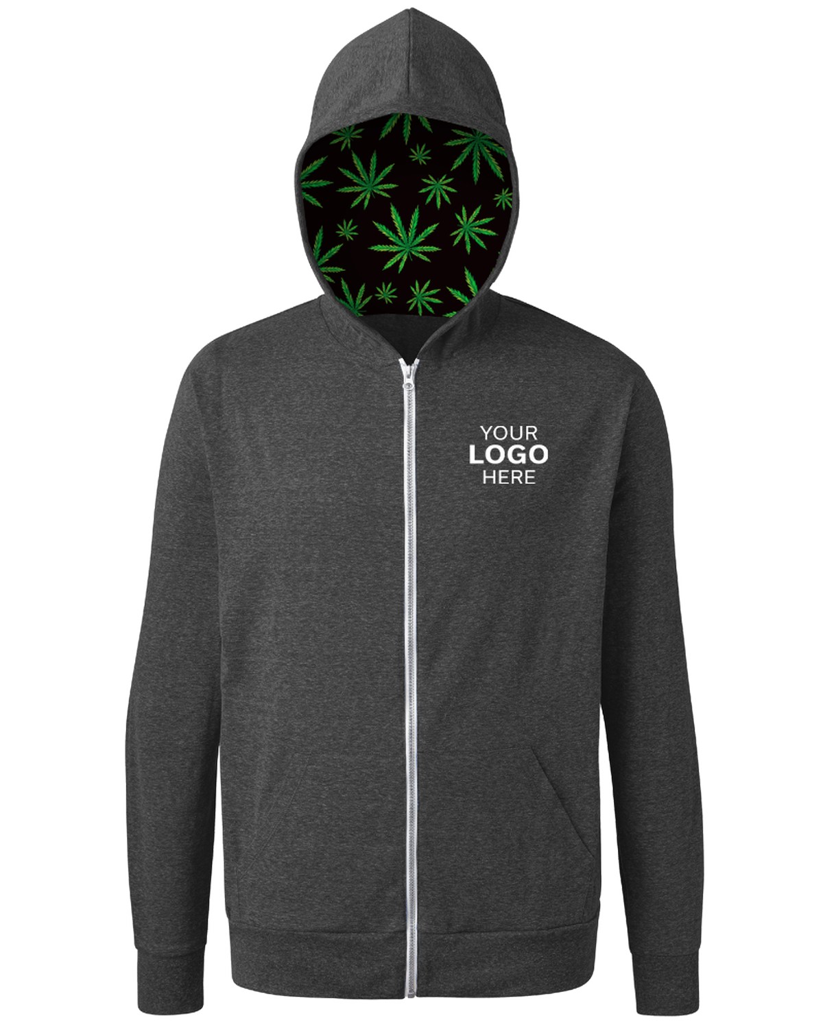 'BG7308HW Cannabis Triblend Contrast Zip Front Hoodie'