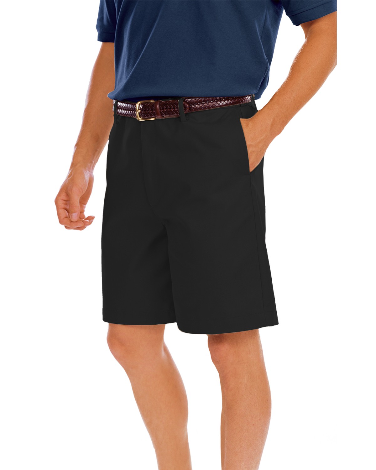 'BG8002S Men's Scotchgard Twill Flat Front Short'
