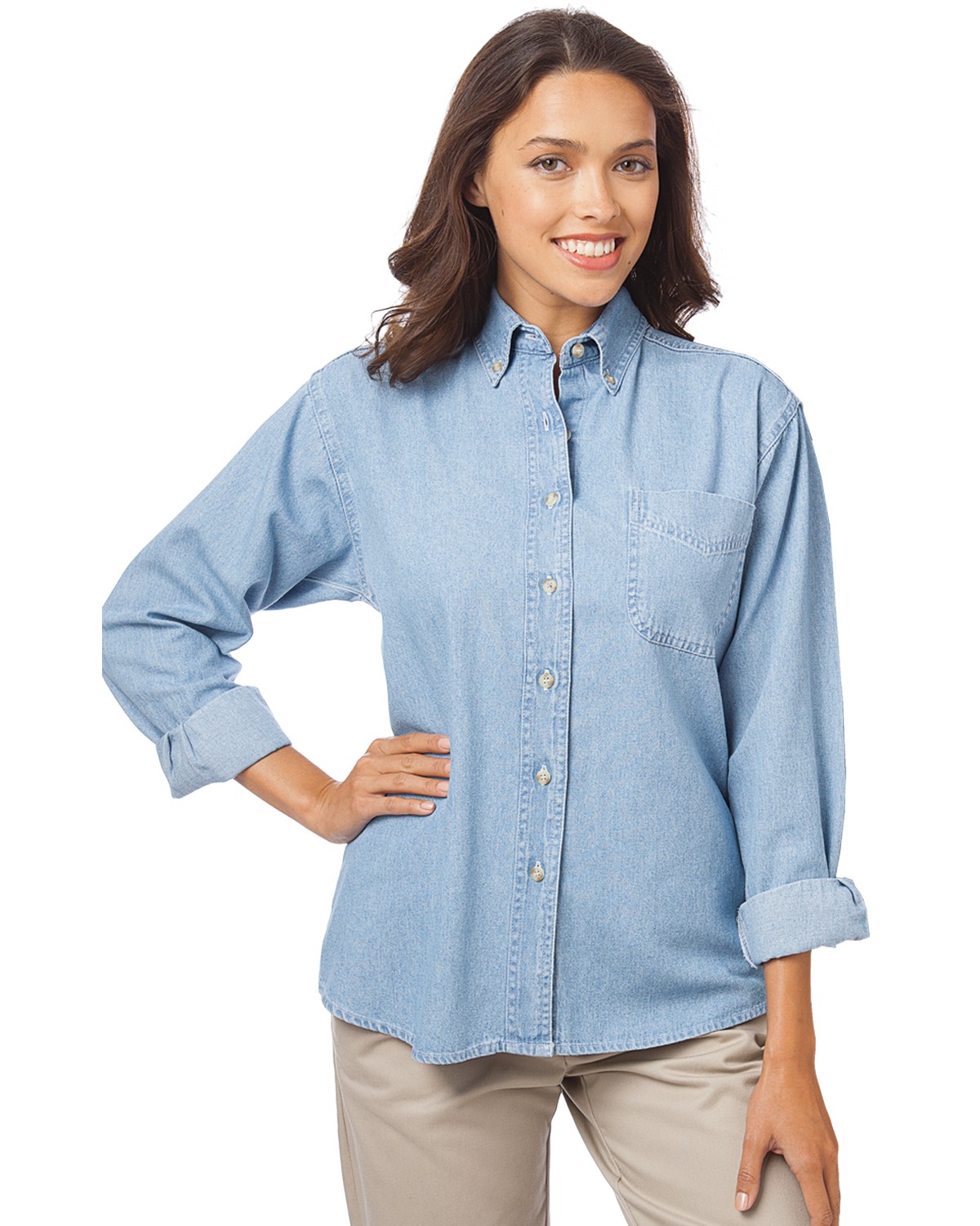 'BG8202 Ladies' L/S 100% Cotton Denim Shirt'