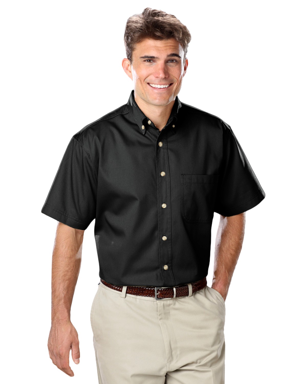 'BG8213S Men's S/S 100% Cotton Twill Shirt'