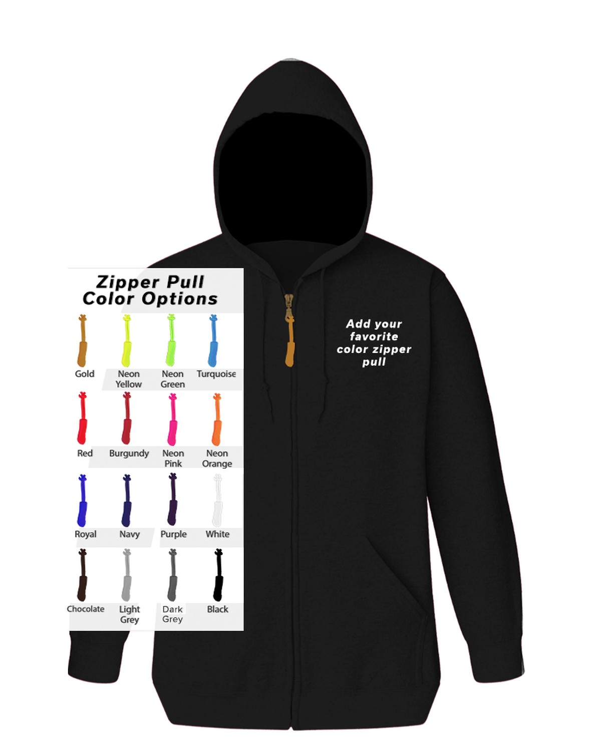 'BG9302ZB Custom Zipper Pull Zip Front Hoodie'