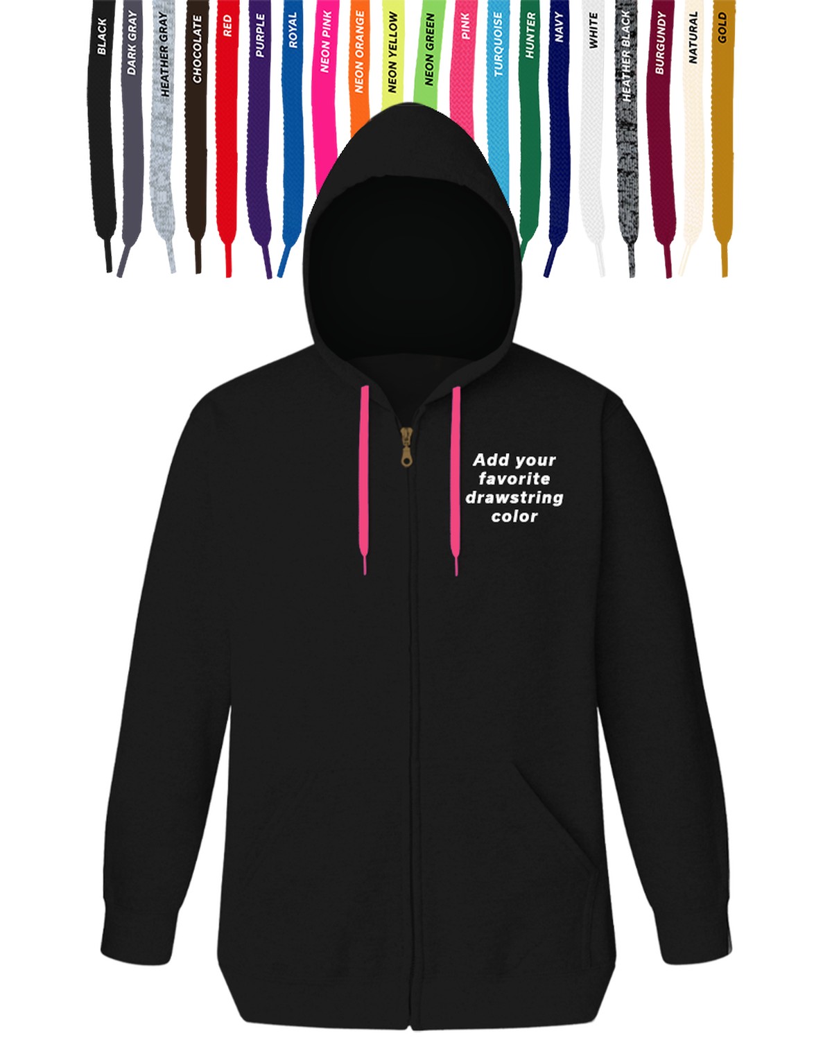 'BG9302ZD Custom Drawstring Zip Front Hoodie'